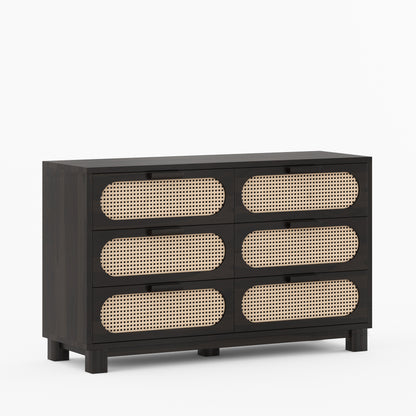 Davis Solid Wood Dresser with Woven Cane Details