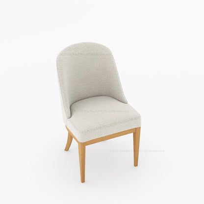 Medina Upholstered Dining Chair | Mid-Century Modern Solid Wood Chair with Curved Back