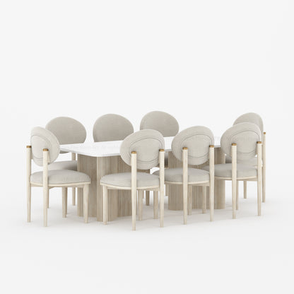 Valdez Fluted Dining Table &amp; Upholstered Chair Set
