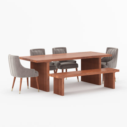 Montecito Noir Dining Table Set Solid Wood with Bench &amp; Chairs