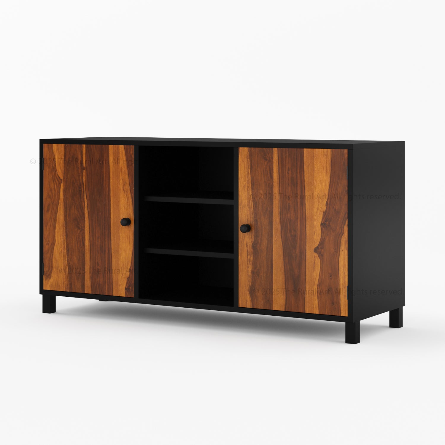 Ashland Real Wood Sideboard Buffet in Dual Tone Black Finish