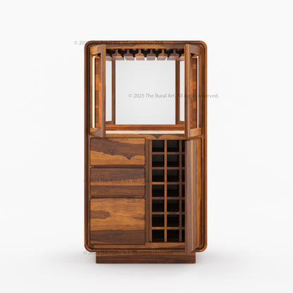 Bellevue Solid Wood Bar Cabinet with Dedicated Refrigeration Space