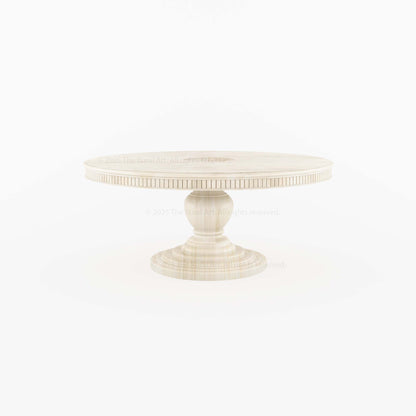 Jackson Teak Wood Round Pedestal Dining Table Fluted Edge Center Medallion
