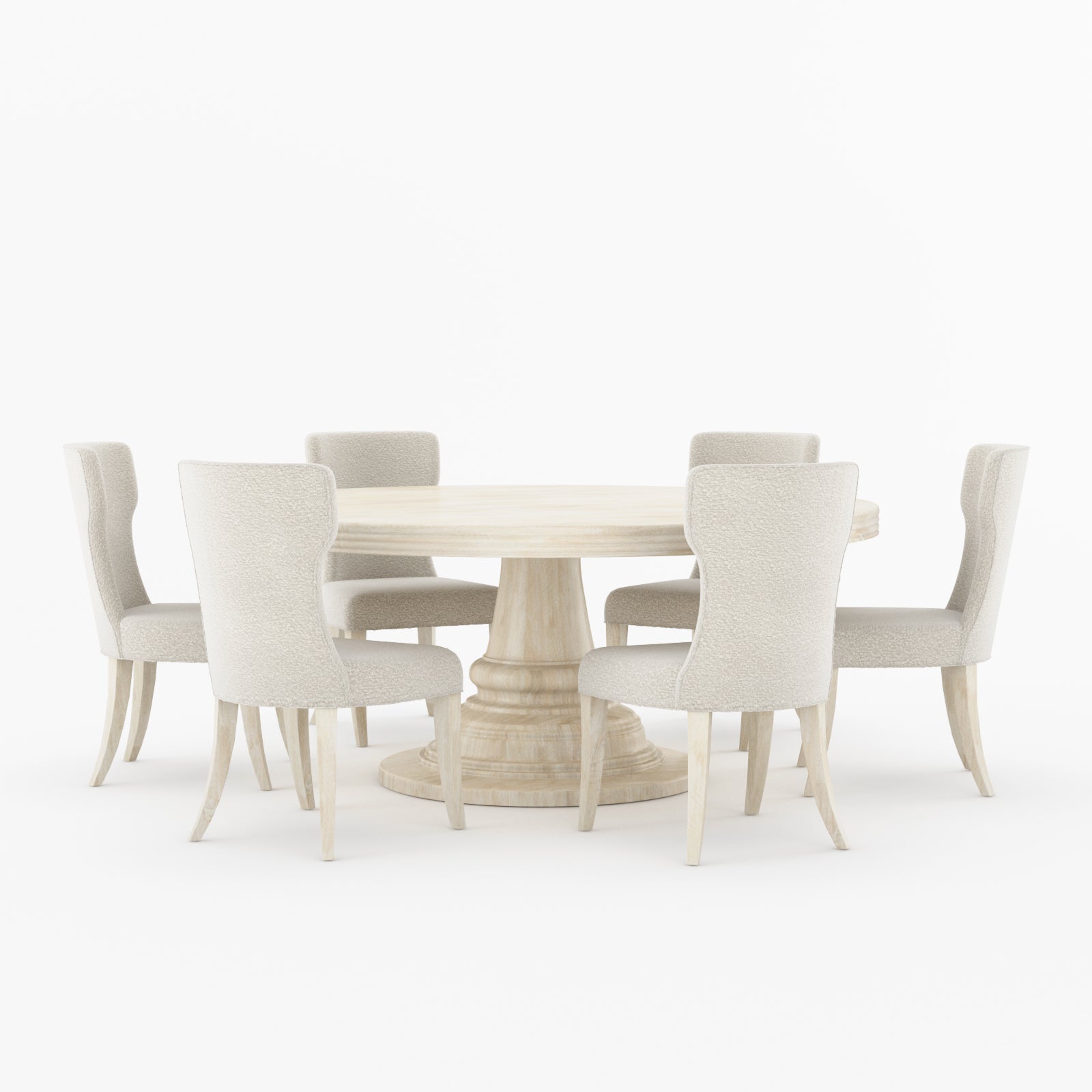 High Point Solid Wood Round Pedestal Dining Table &amp; Upholstered Chair Set