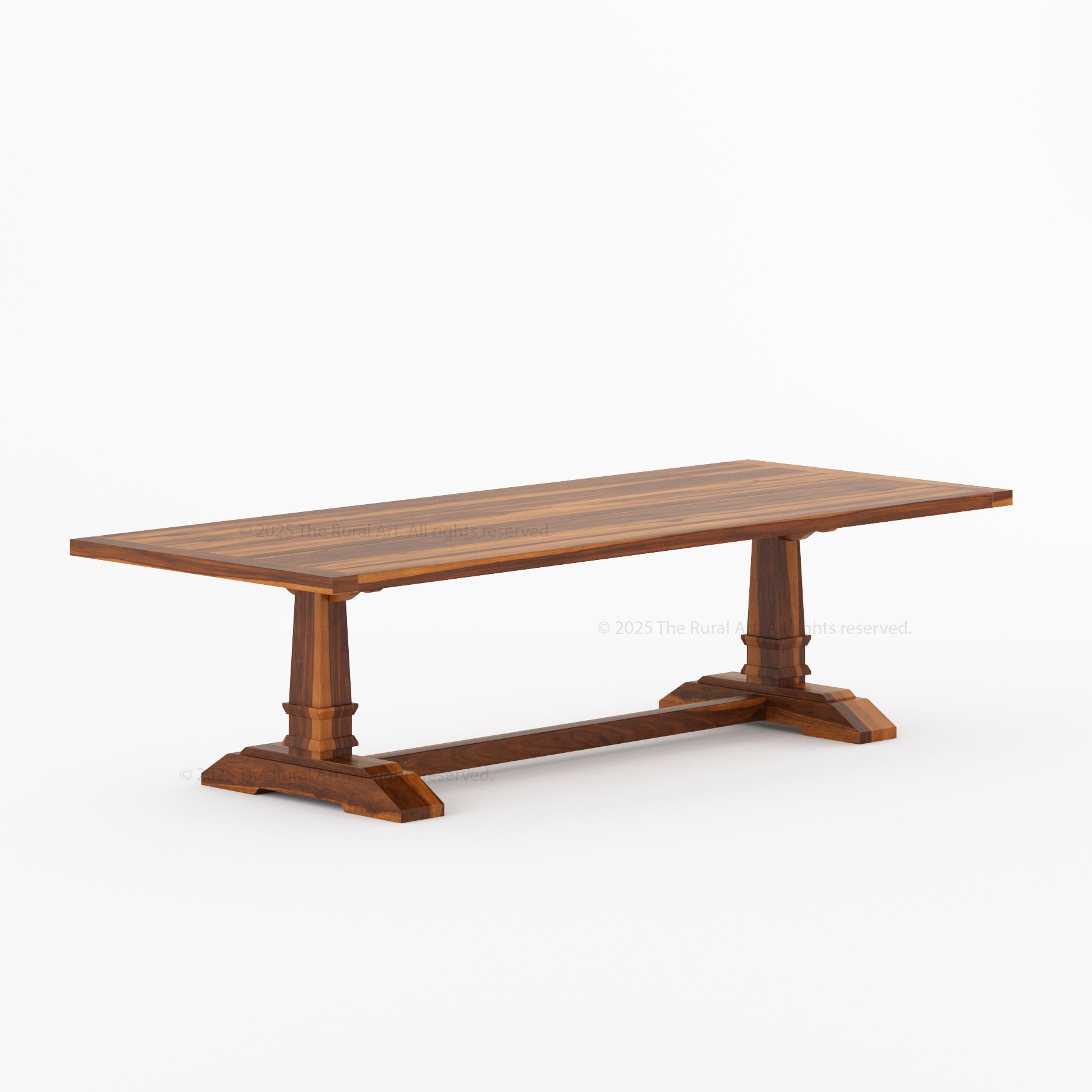 Roseville Solid Wood Trestle Dining Table with Pedestal Base Farmhouse Style