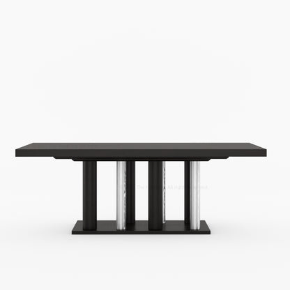 Premium Black &amp; Chrome Pedestal Leg Dining Table