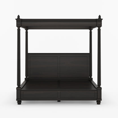 Kingman Grand Solid Wood Canopy Bed with Fluted Column Details