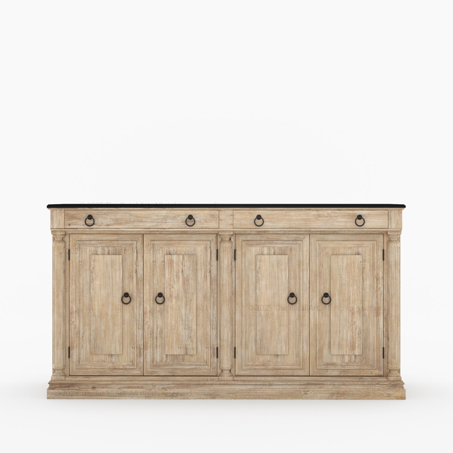 San Pedro Solid Wood Four Door Sideboard with Black Top