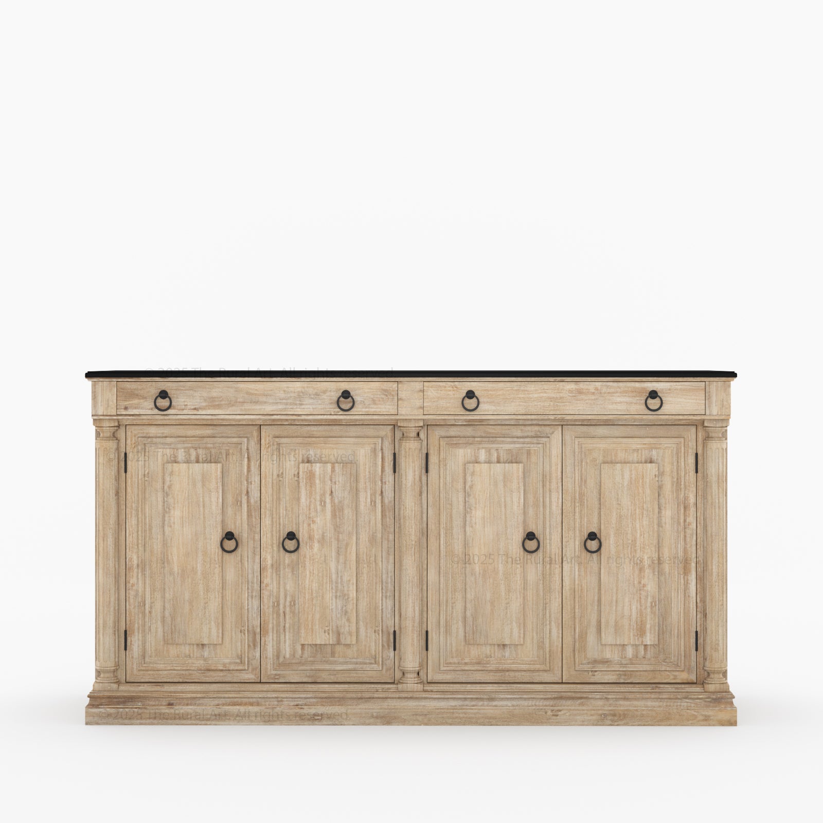 San Pedro Solid Wood Four Door Sideboard with Black Top