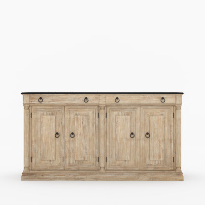 San Pedro Solid Wood Four Door Sideboard with Black Top