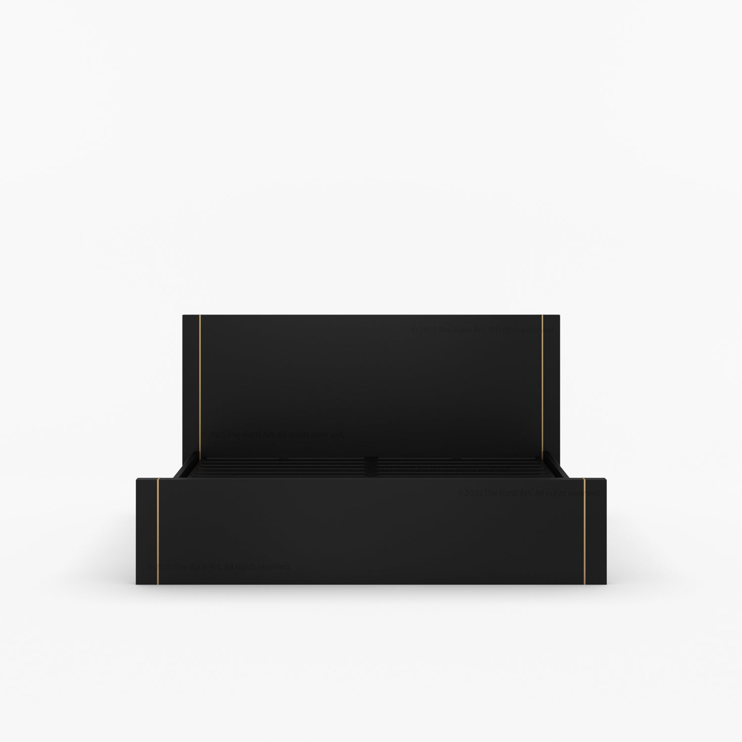 Branson Solid Wood Platform Bed with Subtle Brass Inlay