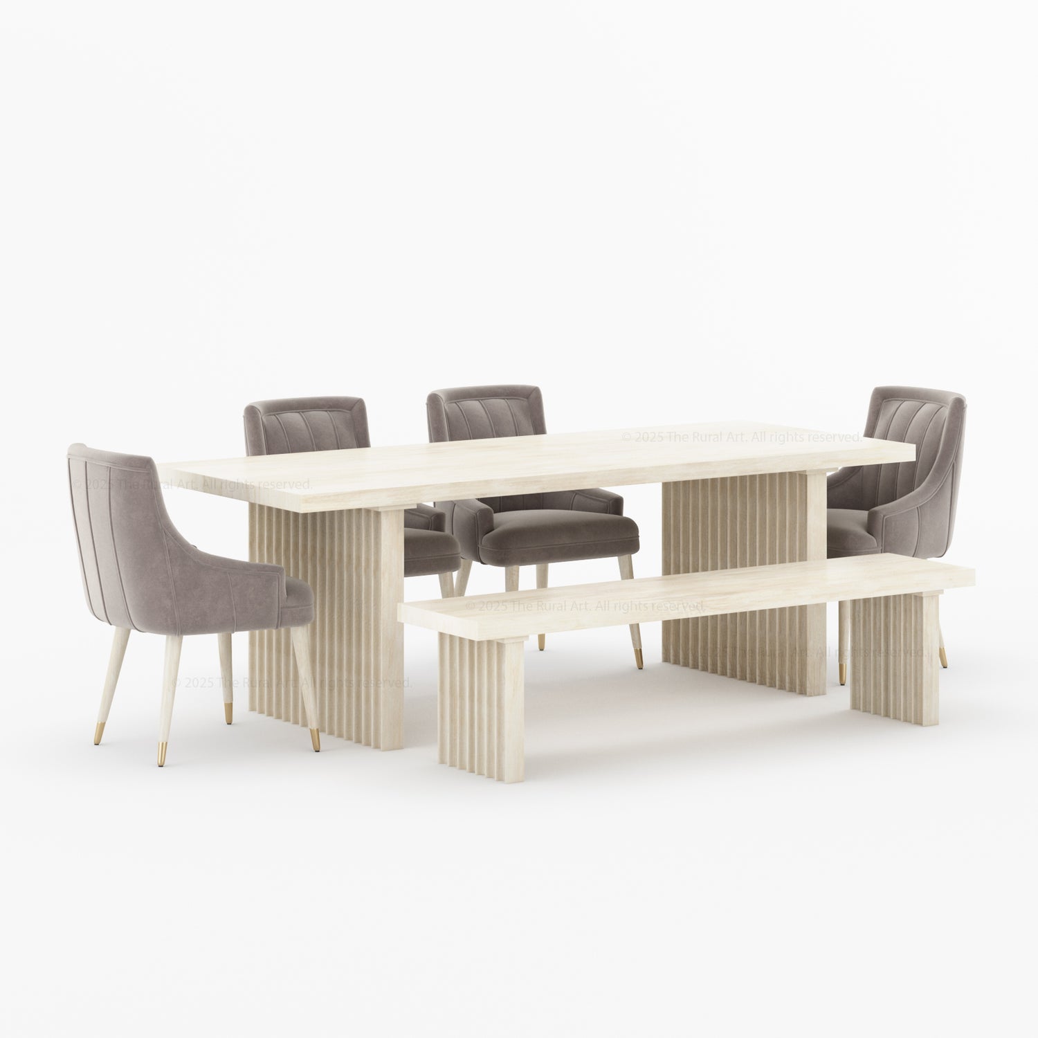 Montecito Noir Dining Table Set Solid Wood with Bench &amp; Chairs