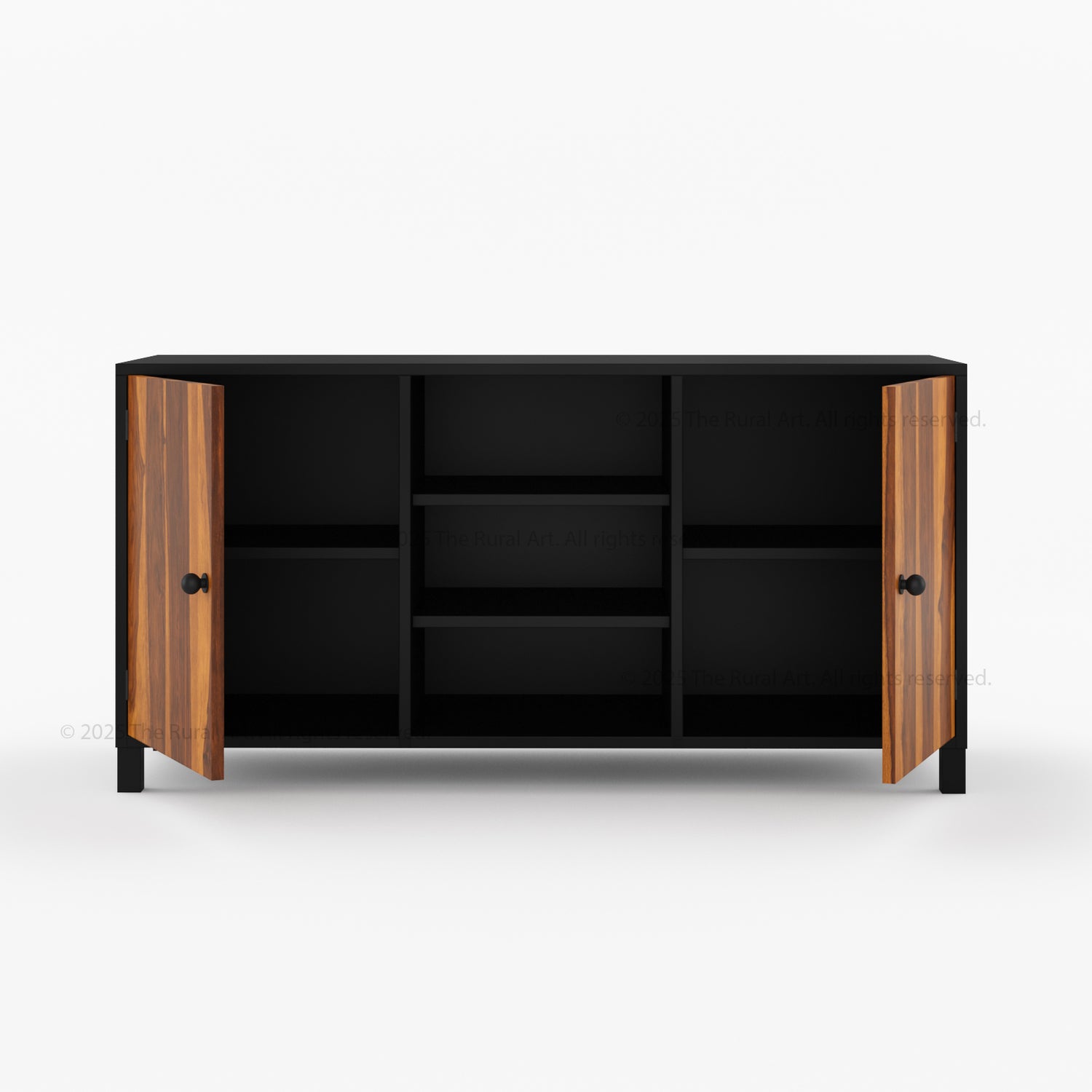 Ashland Real Wood Sideboard Buffet in Dual Tone Black Finish