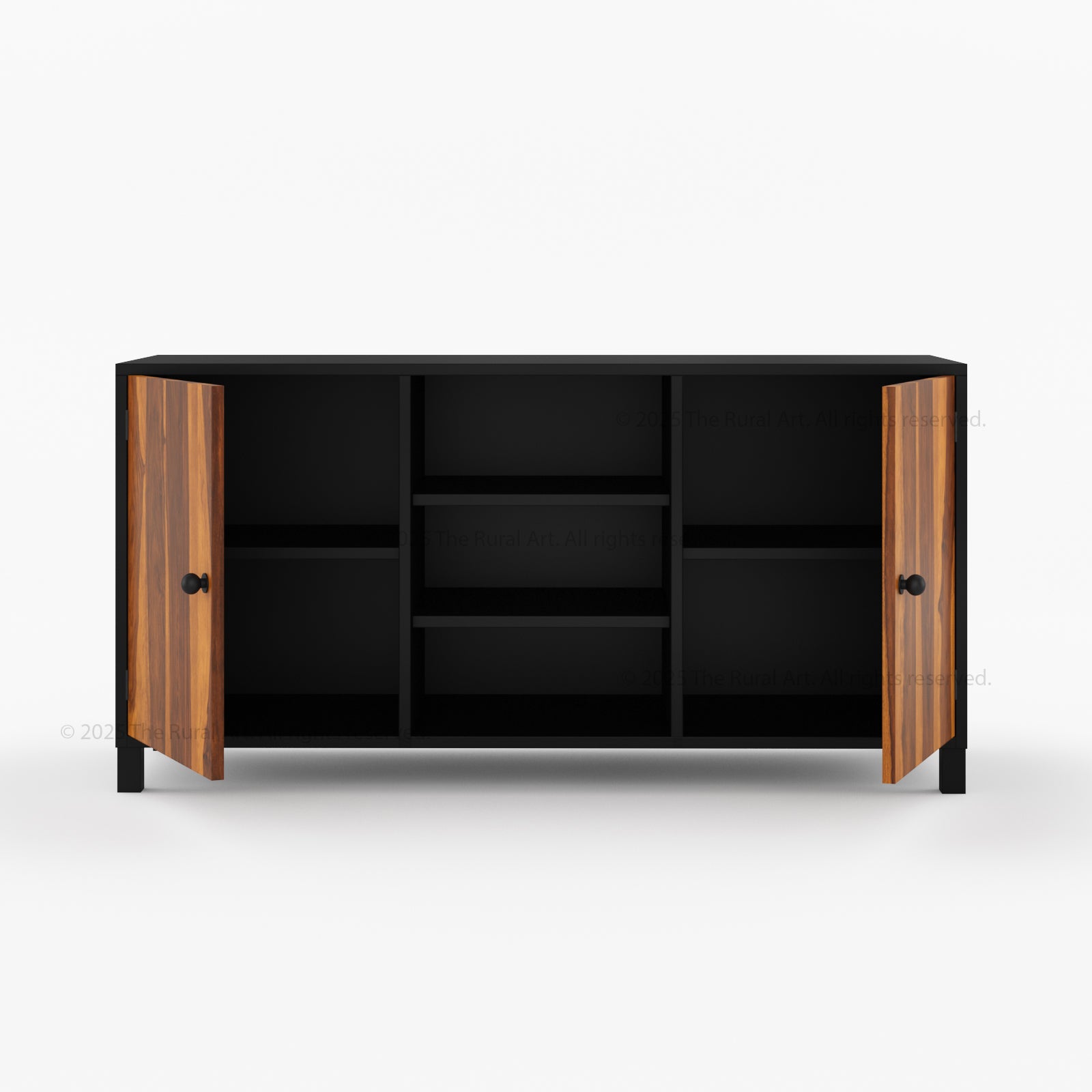 Ashland Real Wood Sideboard Buffet in Dual Tone Black Finish
