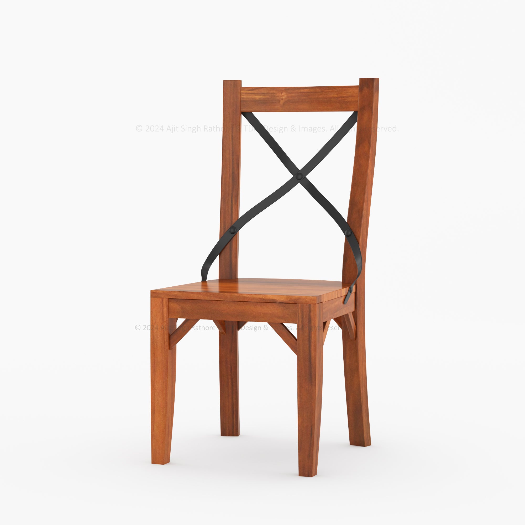 Troy Solid Wood Dining Chair with Iron Back Support