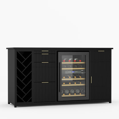 Florida Modern Fluted Wine Bar Cabinet with Mini Fridge Space