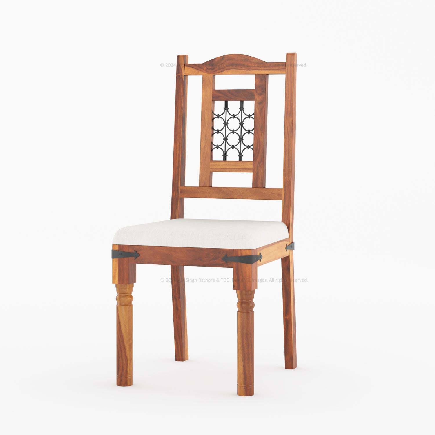 Naples Iron-Grid Solid Wood Dining Chair