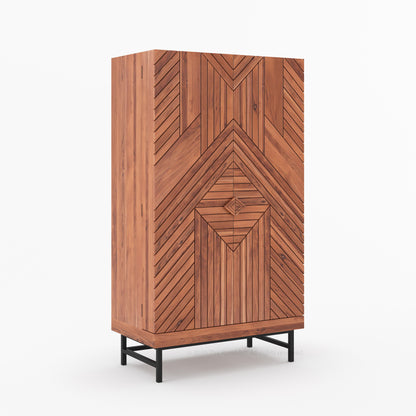 Charleston Rustic Modern Tall Bar Cabinet With Wine Storage