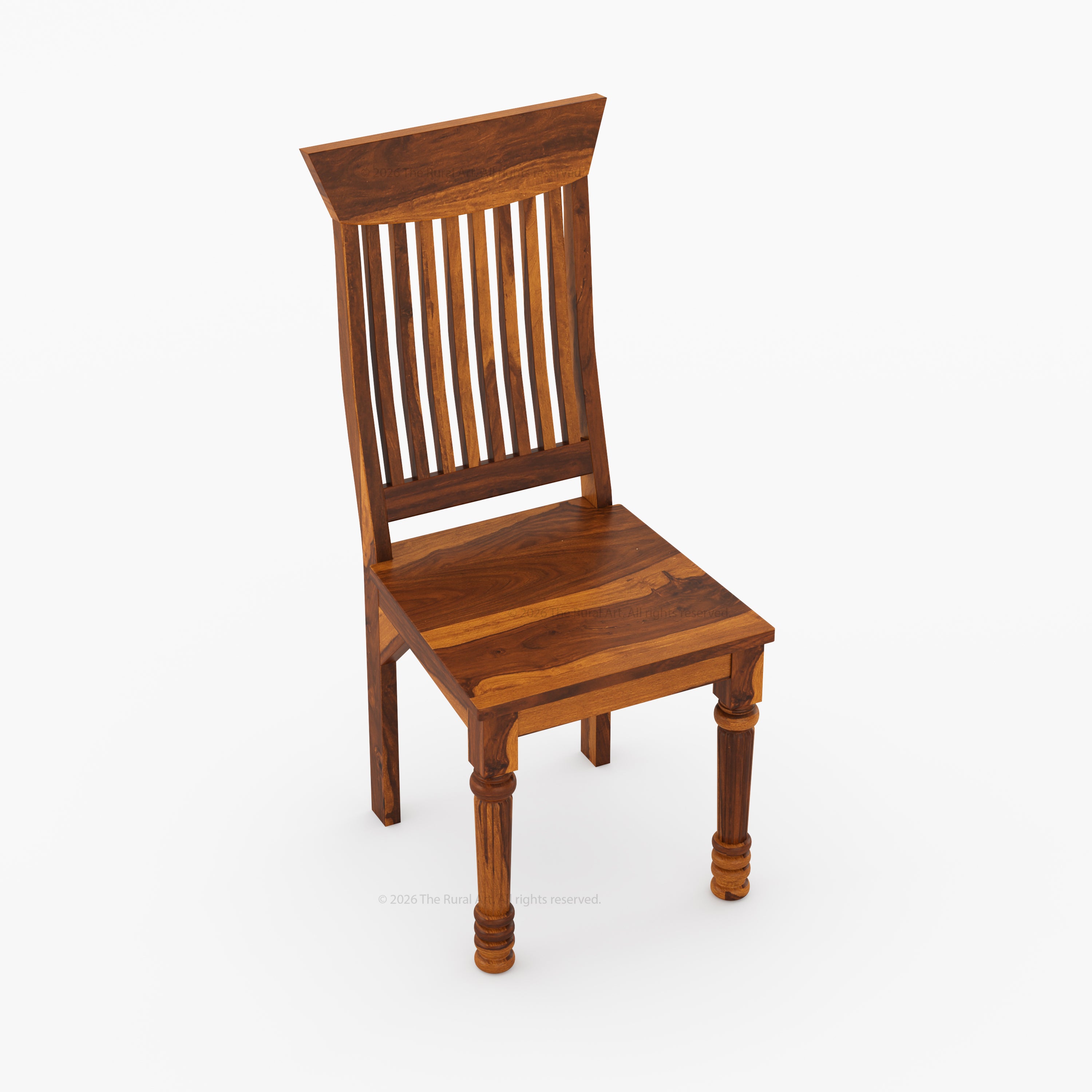 Indiana Solid Wood Slat Back Dining Chair with Turned Fluted Legs