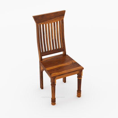 Indiana Solid Wood Slat Back Dining Chair with Turned Fluted Legs