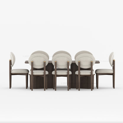 Valdez Fluted Dining Table &amp; Upholstered Chair Set