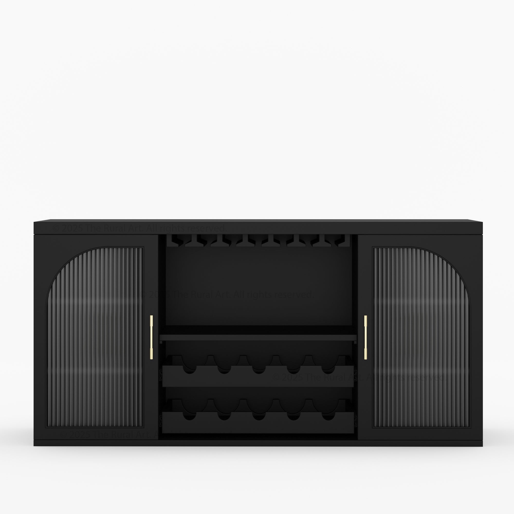 Shelbyville Arched Fluted-Glass Wine Bar Cabinet