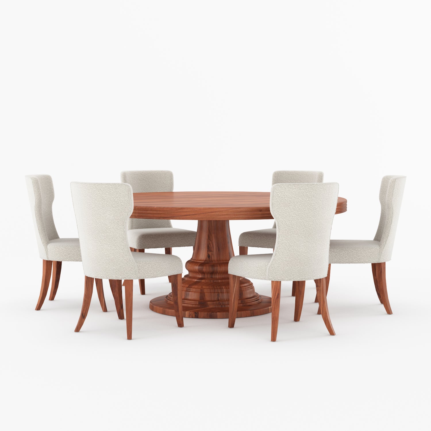 High Point Solid Wood Round Pedestal Dining Table &amp; Upholstered Chair Set