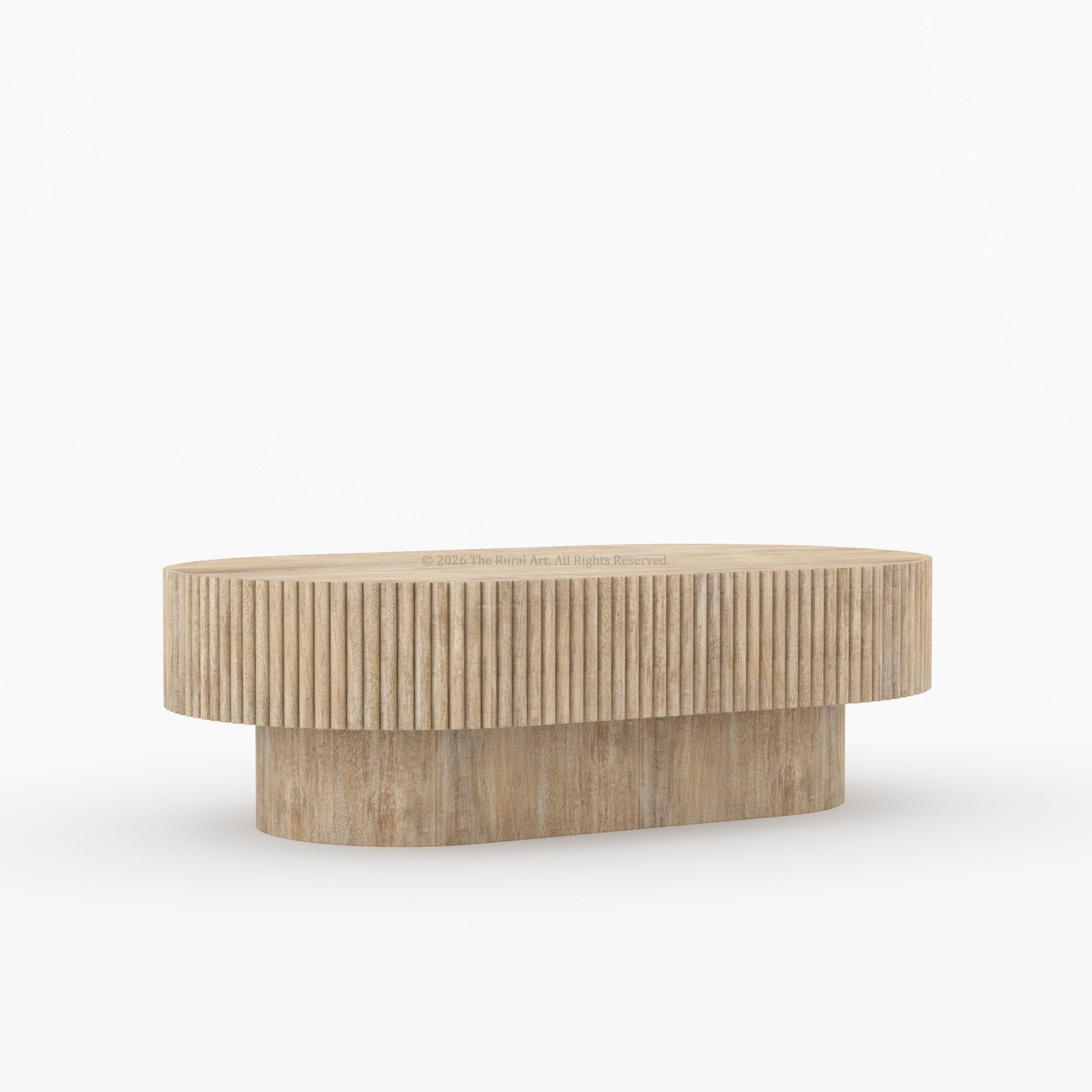 Cullman Teak Wood Oval Fluted Coffee Table