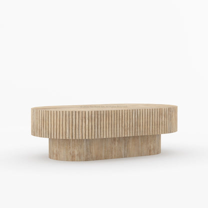 Cullman Teak Wood Oval Fluted Coffee Table
