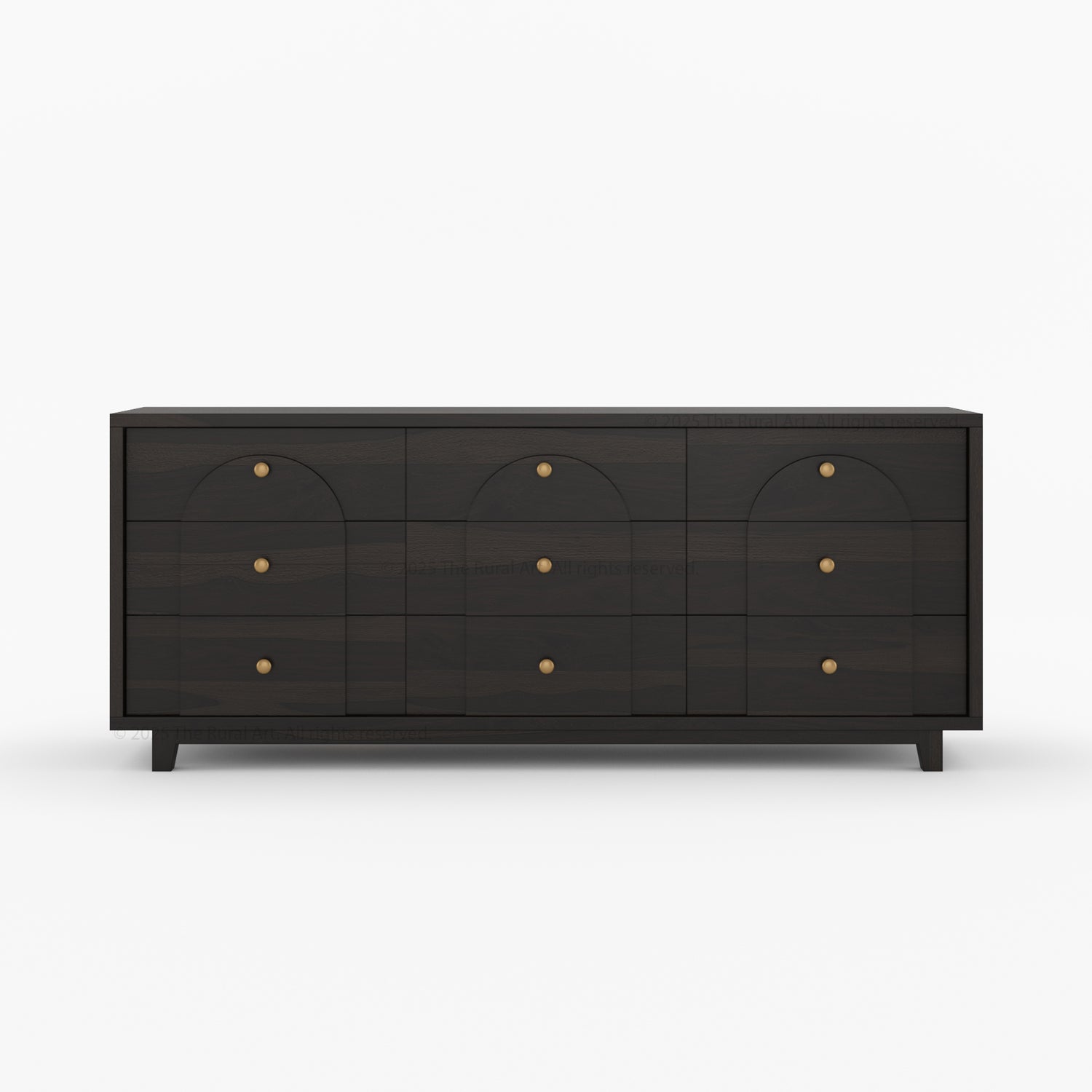 Livingston Solid Wood Dresser with Arched Front &amp; Brass Knobs