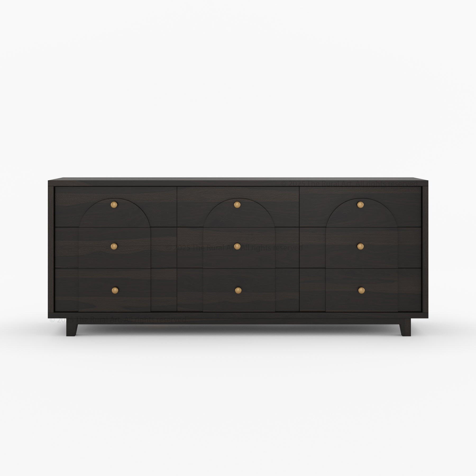 Livingston Solid Wood Dresser with Arched Front &amp; Brass Knobs