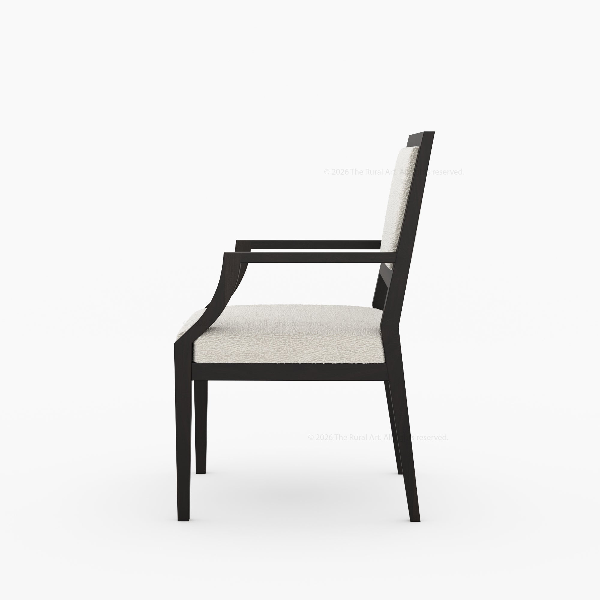 Winslow Solid Wood Dining Arm Chair with Boucle Upholstery