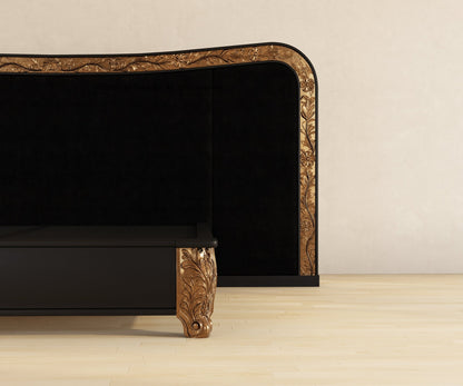 Versailles Grandeur Solid Wood Bedroom Set with Gold Leaf Carved Details