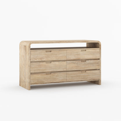 Chico Modern Solid Wood Dresser with Open Display Shelf