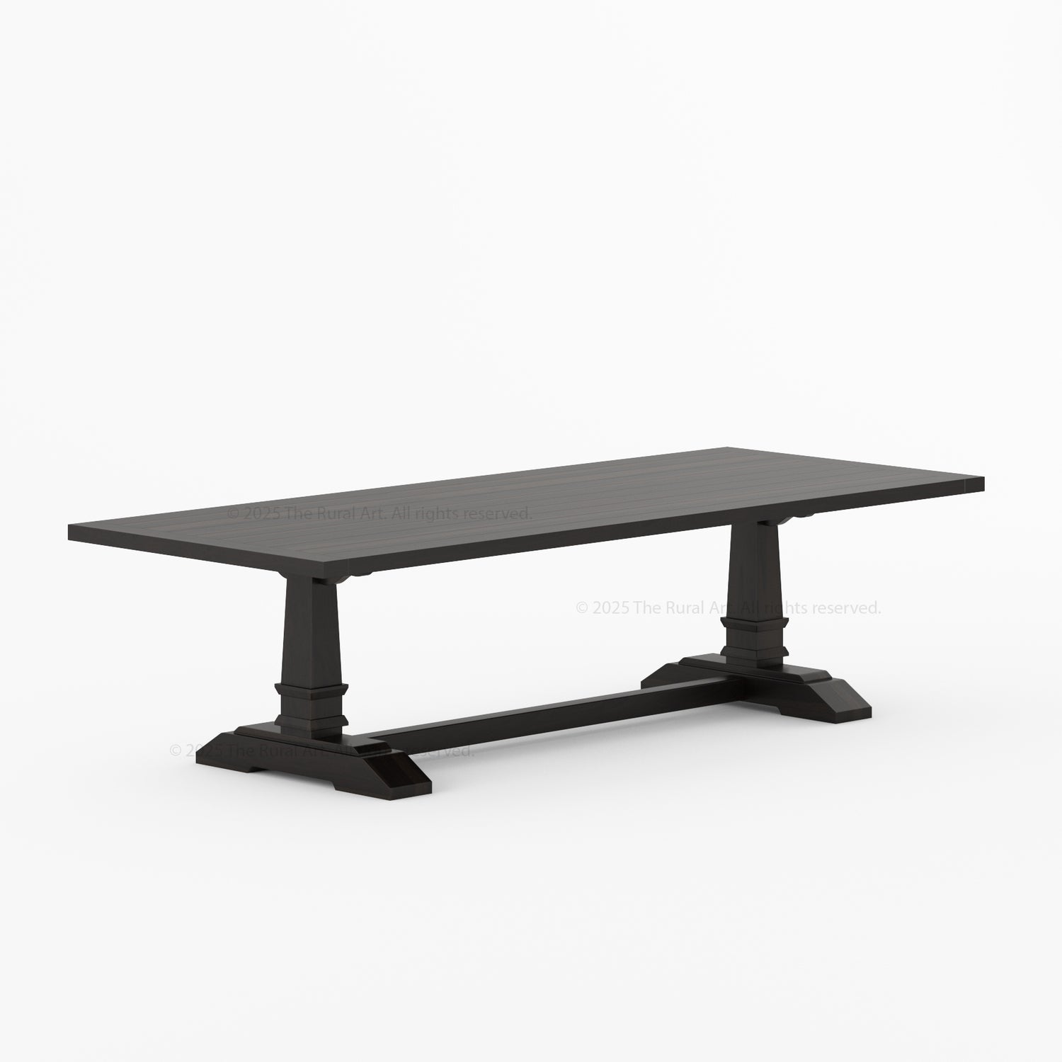Roseville Solid Wood Trestle Dining Table with Pedestal Base Farmhouse Style