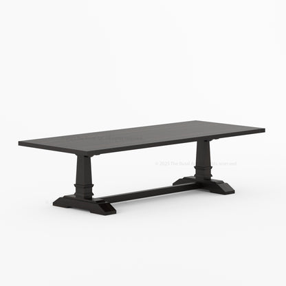 Roseville Solid Wood Trestle Dining Table with Pedestal Base Farmhouse Style