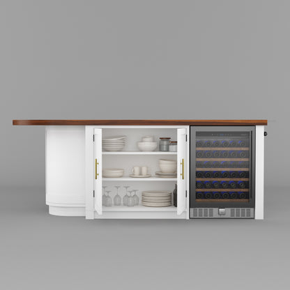 Danville Solid Wood Kitchen Island with Built-In Wine Cooler &amp; Storage Cabinets