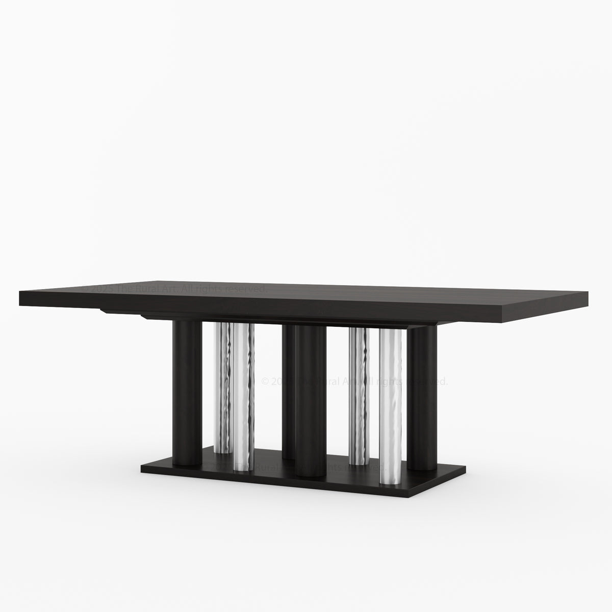 Premium Black &amp; Chrome Pedestal Leg Dining Table