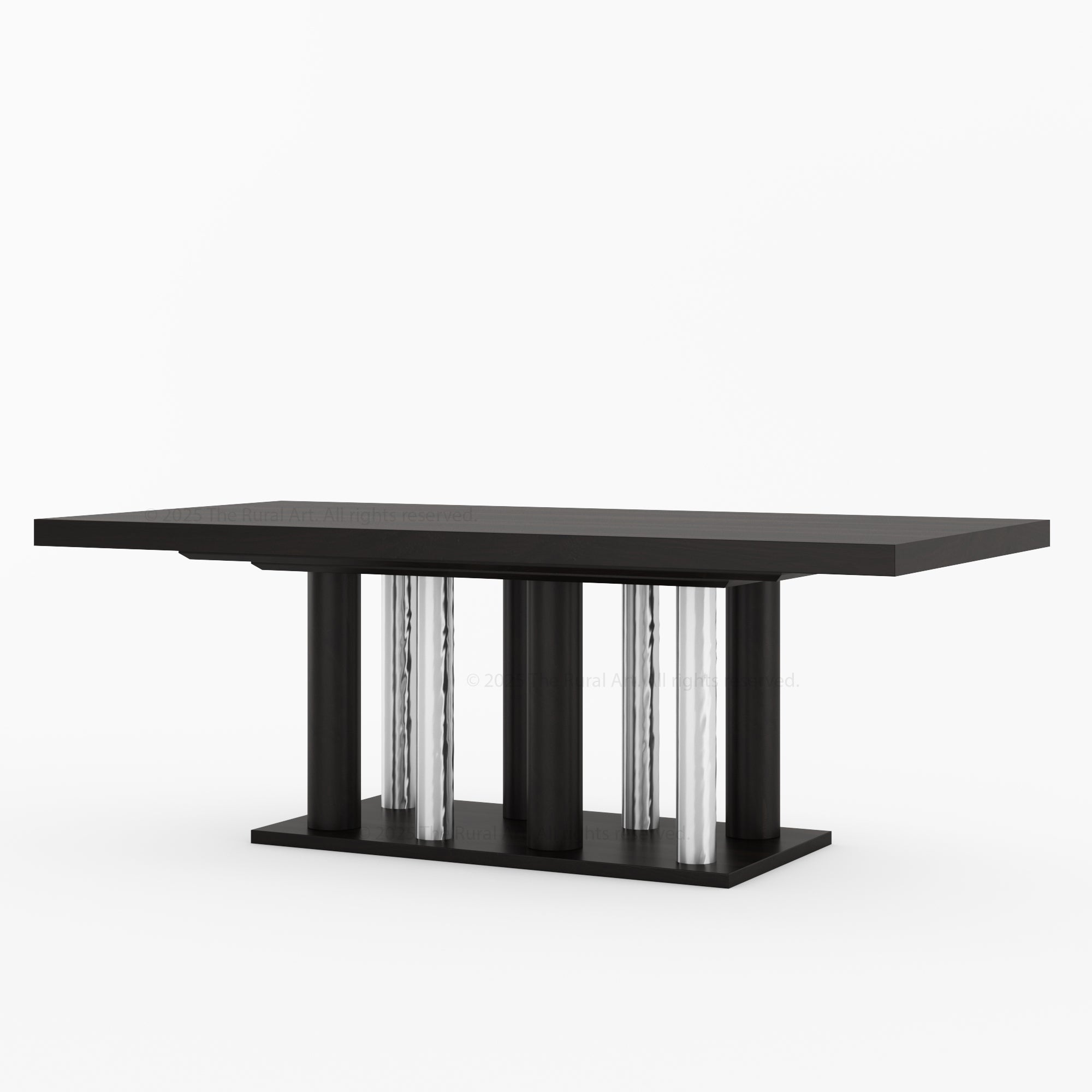 Premium Black &amp; Chrome Pedestal Leg Dining Table