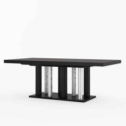 Premium Black &amp; Chrome Pedestal Leg Dining Table