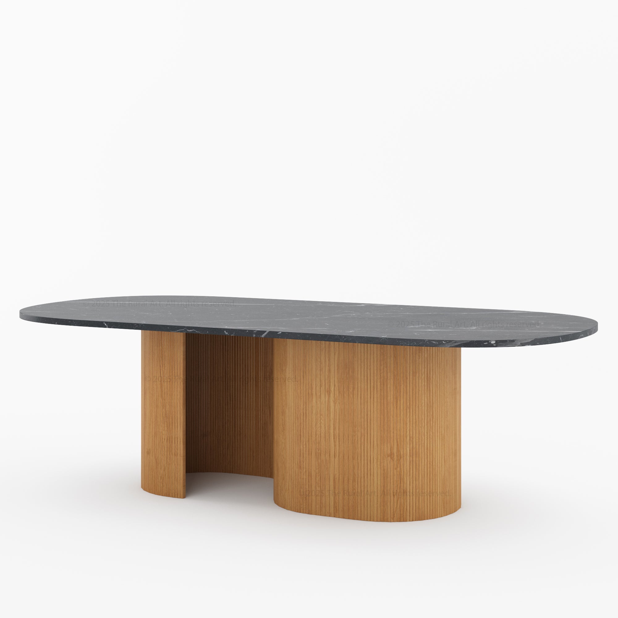Connersville Modern Stone Top Dining Table with Sculptural Fluted Pedestal Base