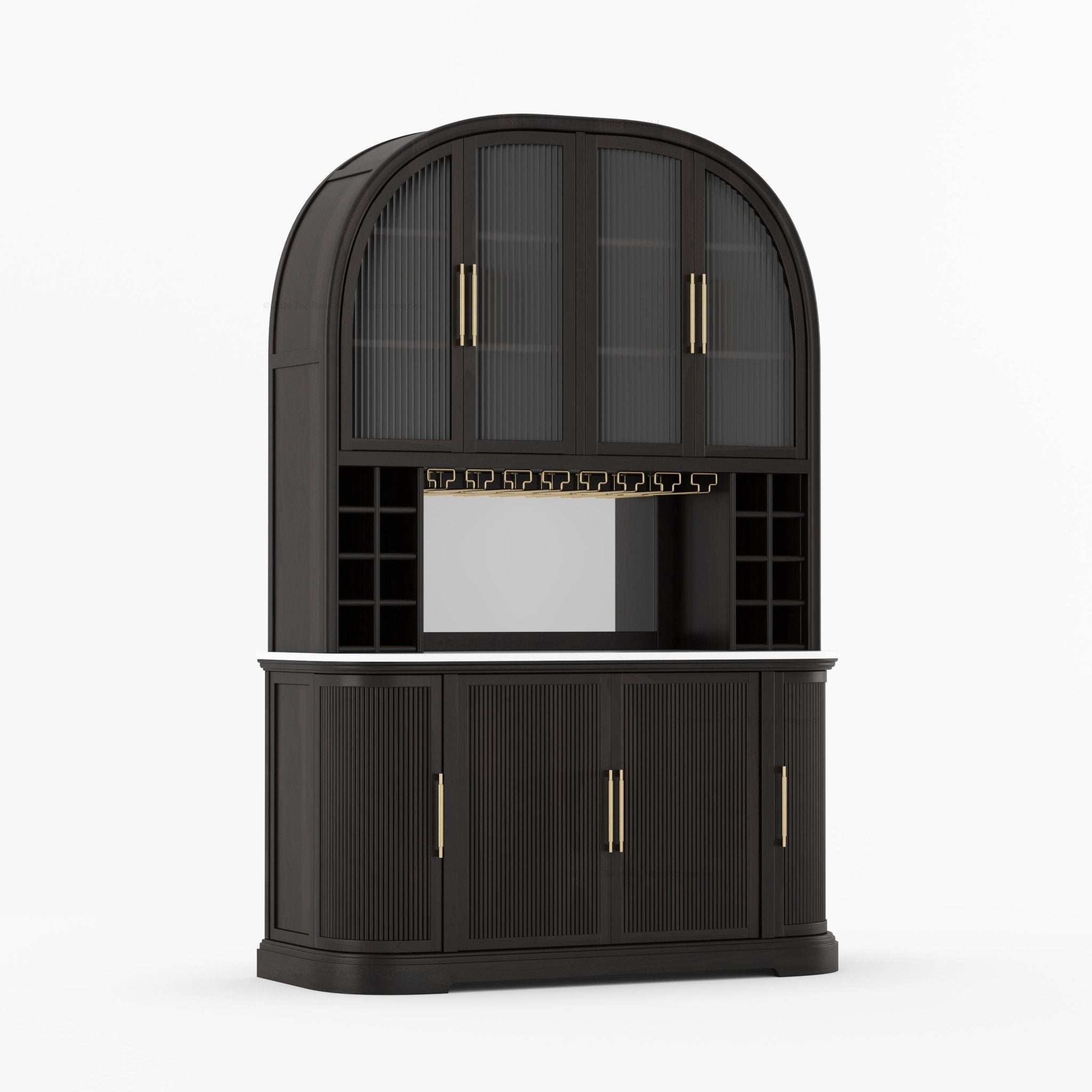 Tuscany Arched Wine Bar Cabinet with Makrana Marble