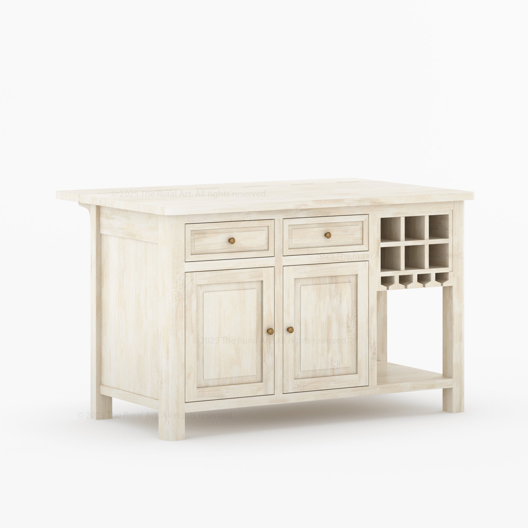 Trenton Solid Wood Kitchen Island – Drop Leaf Countertop &amp; Wine Storage