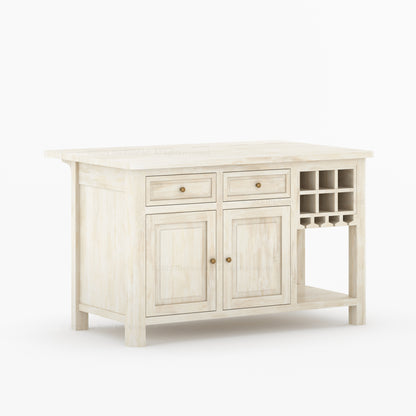 Trenton Solid Wood Kitchen Island – Drop Leaf Countertop &amp; Wine Storage