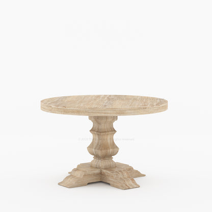 Benton Round Pedestal Dining Table Made of Solid Indian Rosewood