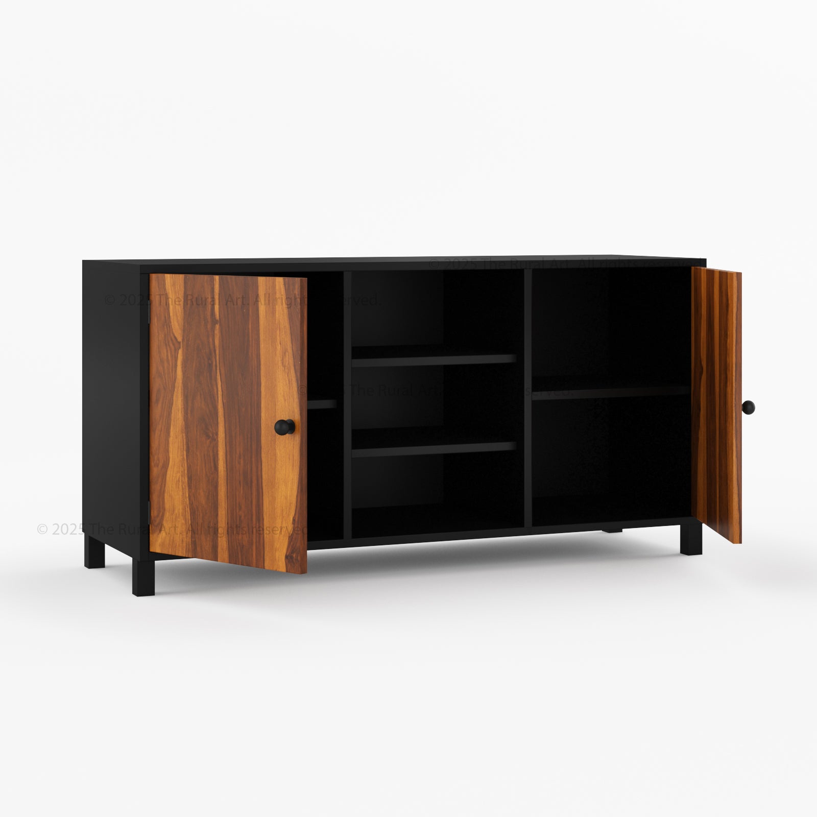 Ashland Real Wood Sideboard Buffet in Dual Tone Black Finish