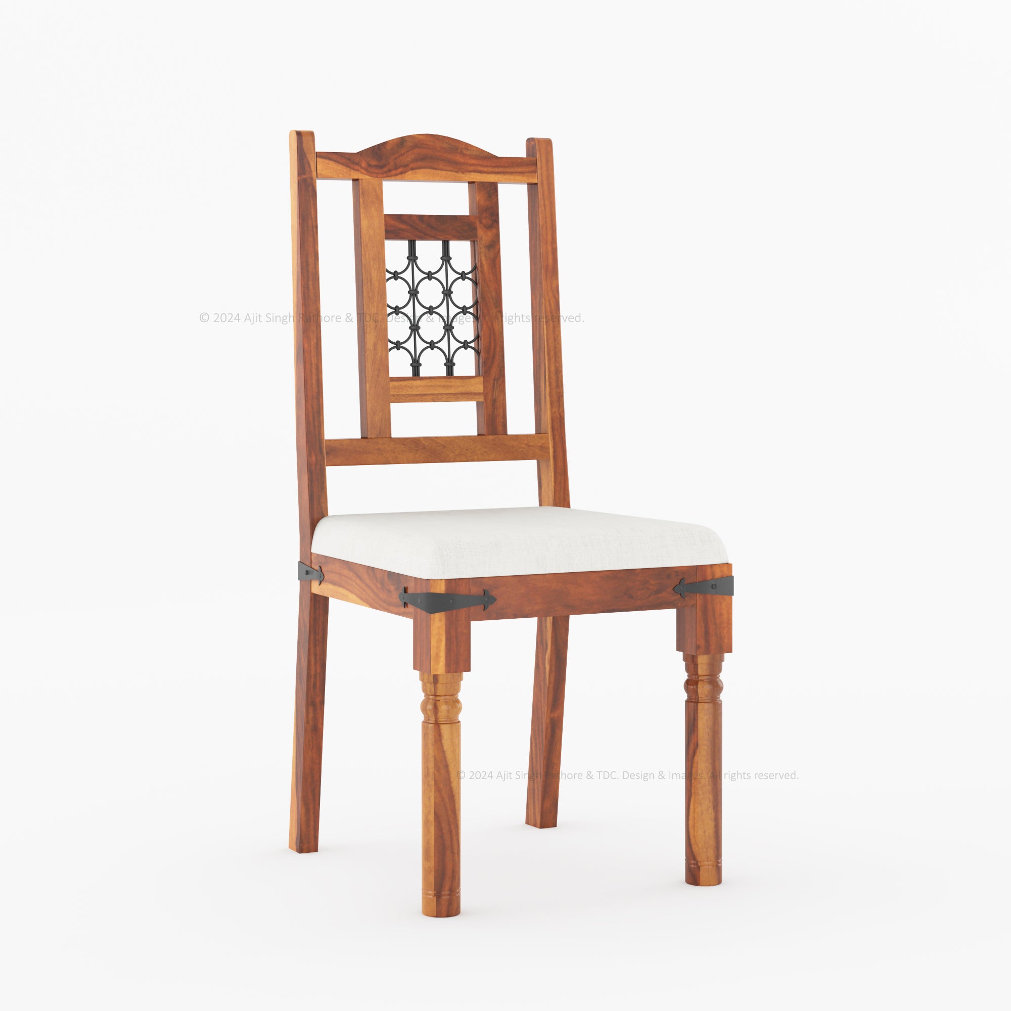 Naples Iron-Grid Solid Wood Dining Chair