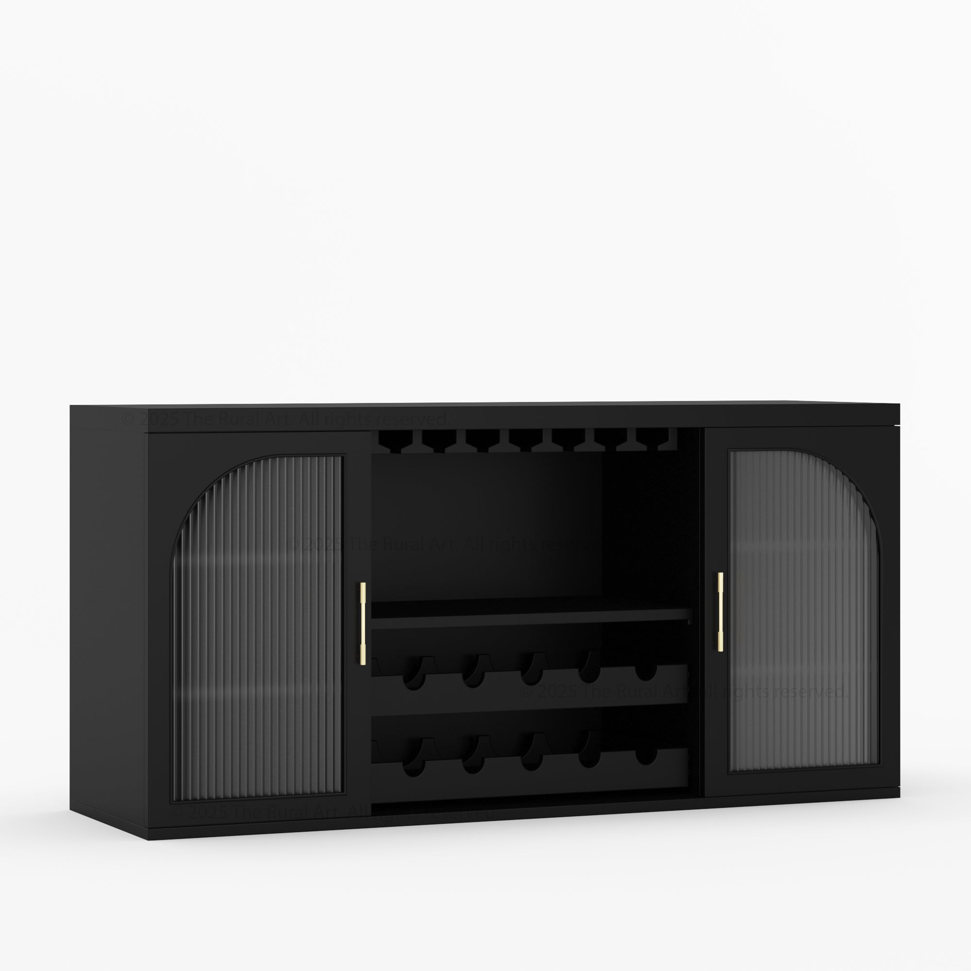 Shelbyville Arched Fluted-Glass Wine Bar Cabinet