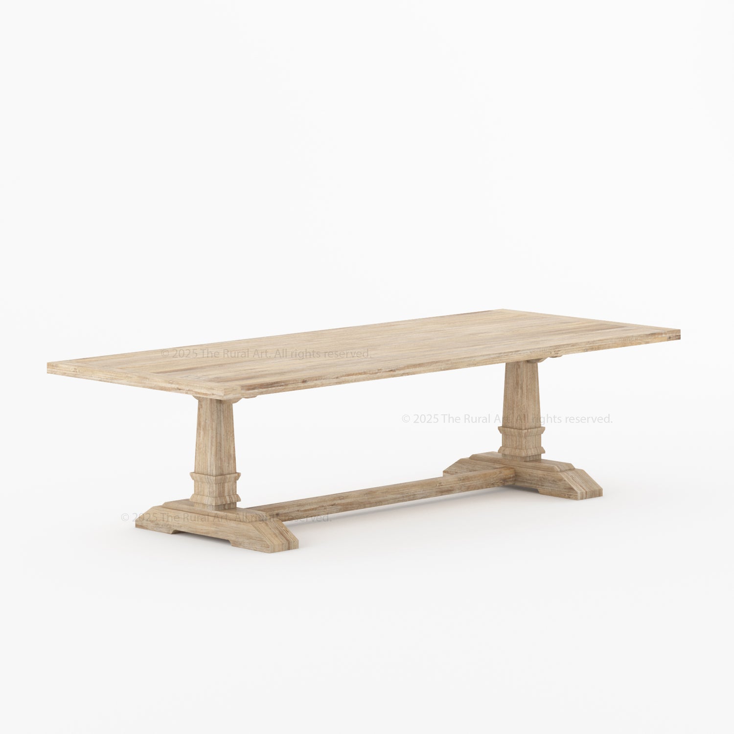 Roseville Solid Wood Trestle Dining Table with Pedestal Base Farmhouse Style