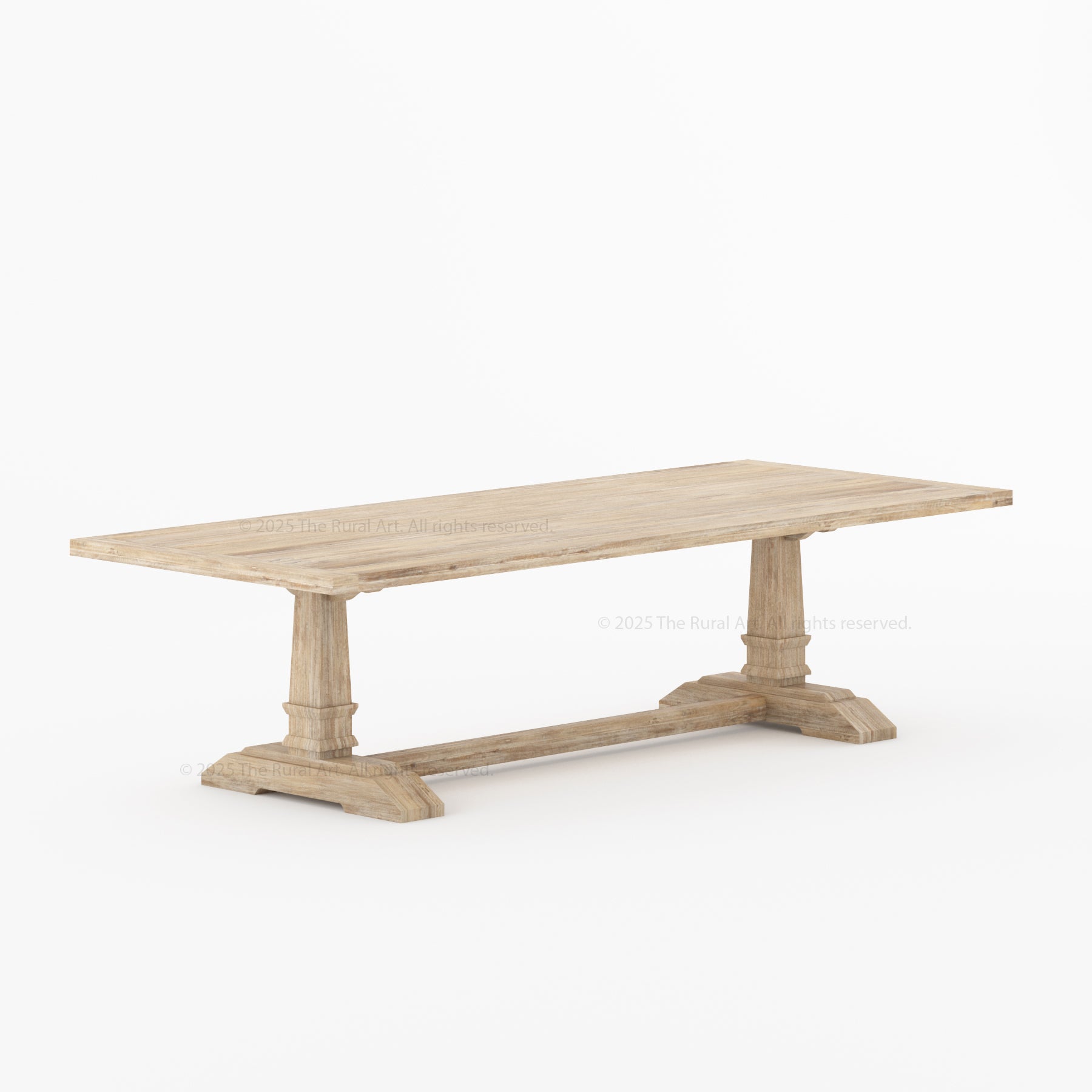 Roseville Solid Wood Trestle Dining Table with Pedestal Base Farmhouse Style